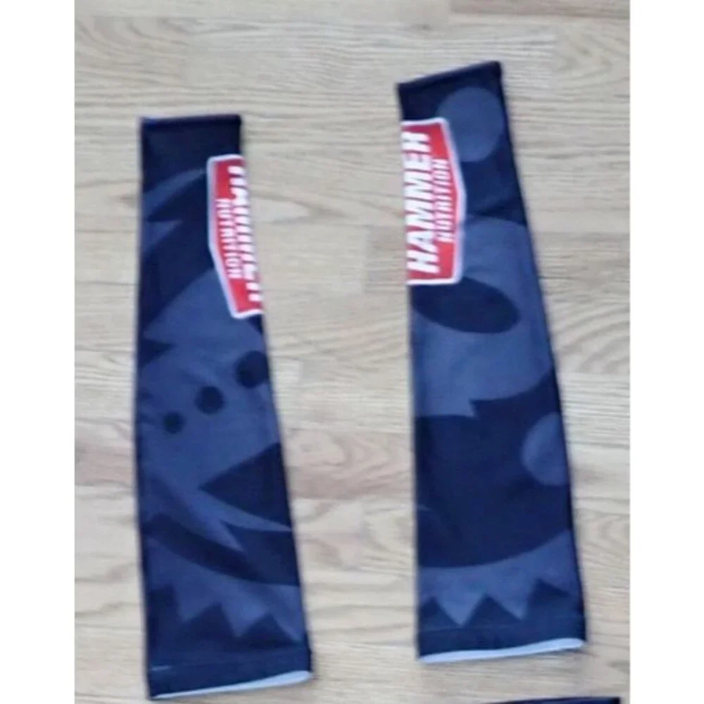 Voler Hammer Nutrition Logo Cycling Black Arm Protectors Sun Sleeves Size Large